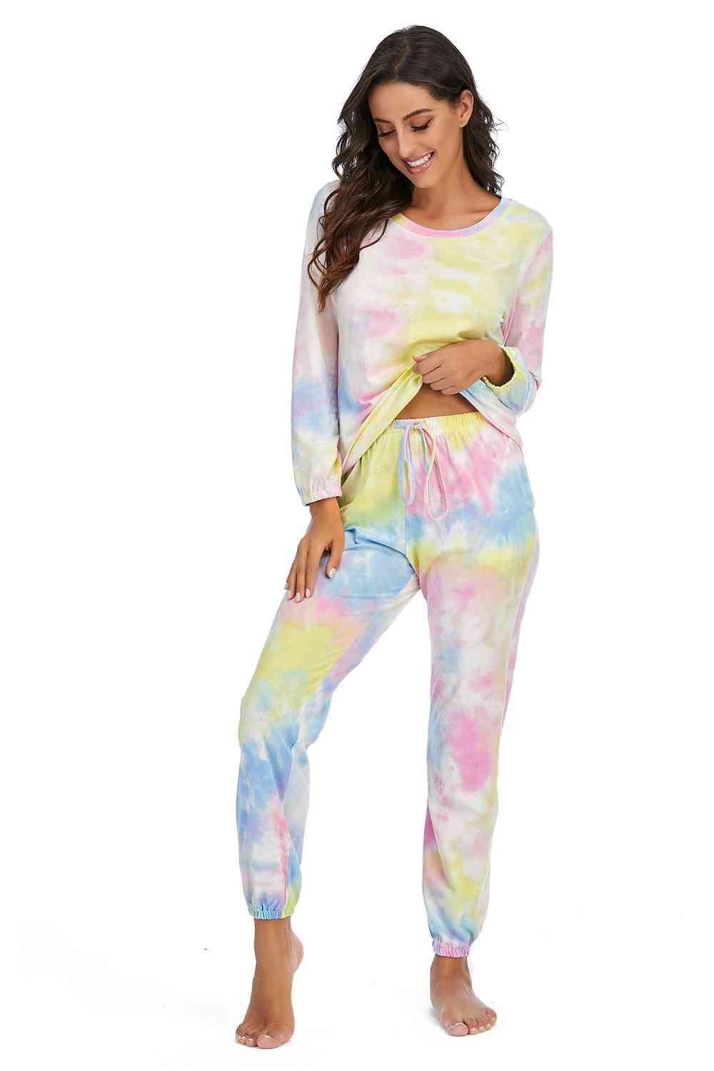 Tie-Dye Top and Drawstring Pants Lounge Set king-general-store-5710.myshopify.com