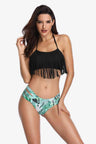 Two-Tone Fringe Trim Tied Bikini Set king-general-store-5710.myshopify.com