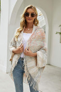 Multicolored Fringe Trim Poncho king-general-store-5710.myshopify.com