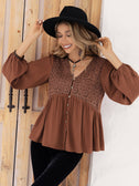 Printed V-Neck Long Sleeve Blouse king-general-store-5710.myshopify.com