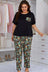 Plus Size Contrast Round Neck Tee and Floral Pants Lounge Set king-general-store-5710.myshopify.com