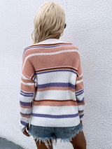 Striped Drop Shoulder Round Neck Pullover Sweater king-general-store-5710.myshopify.com