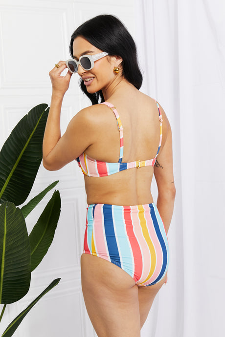 Marina West Swim Take A Dip Twist High-Rise Bikini in Stripe king-general-store-5710.myshopify.com