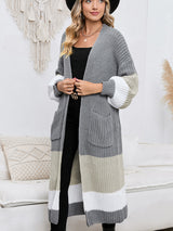 Color Block Long Sleeve Pocketed Cardigan king-general-store-5710.myshopify.com