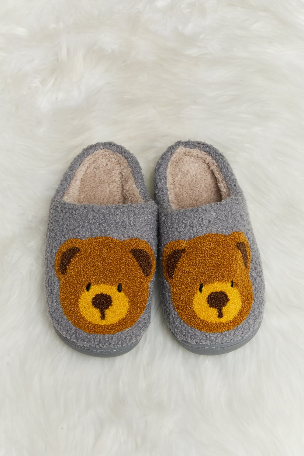 Melody Teddy Bear Print Plush Slide Slippers king-general-store-5710.myshopify.com