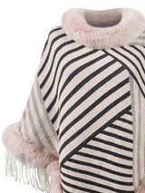 Striped Fringe Hem Poncho king-general-store-5710.myshopify.com