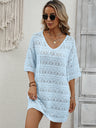 Openwork V-Neck Mini Knit Dress king-general-store-5710.myshopify.com