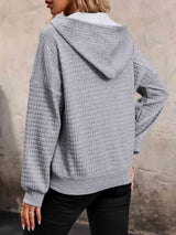 Waffle-Knit Half Button Hoodie king-general-store-5710.myshopify.com