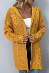 Cable-Knit Dropped Shoulder Hooded Cardigan king-general-store-5710.myshopify.com