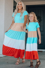 Girls Color Block Round Neck Maxi Dress king-general-store-5710.myshopify.com