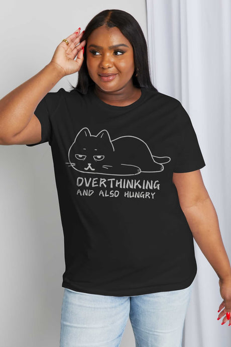 Simply Love Full Size OVERTHINKING AND ALSO HUNGRY Graphic Cotton Tee king-general-store-5710.myshopify.com