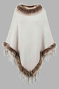 Faux Fur Trim Fringed Poncho king-general-store-5710.myshopify.com