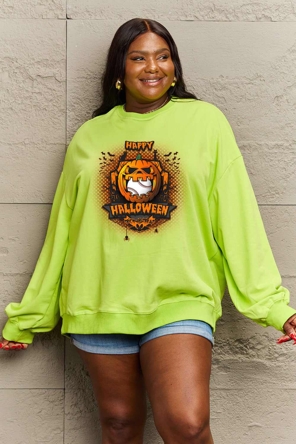 Simply Love Full Size HAPPY HALLOWEEN Graphic Sweatshirt king-general-store-5710.myshopify.com