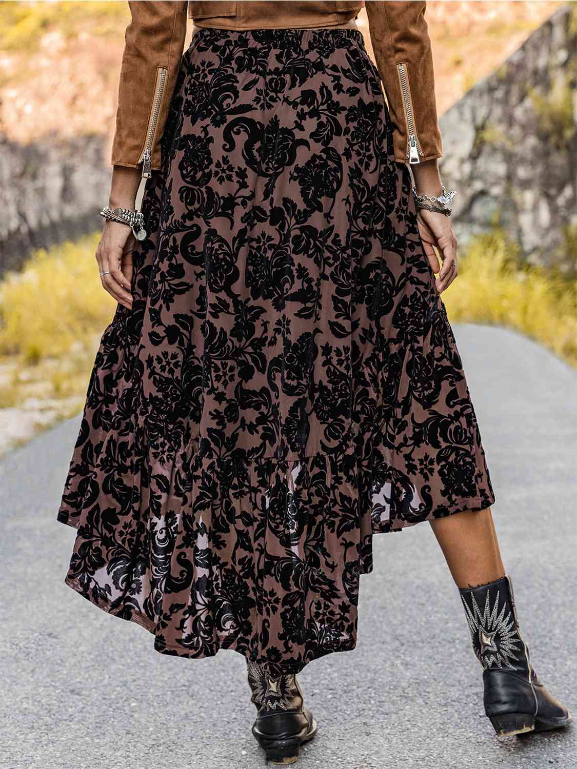 Printed Ruffled Midi Skirt king-general-store-5710.myshopify.com