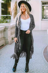 Fringe Detail Long Sleeve Cardigan king-general-store-5710.myshopify.com