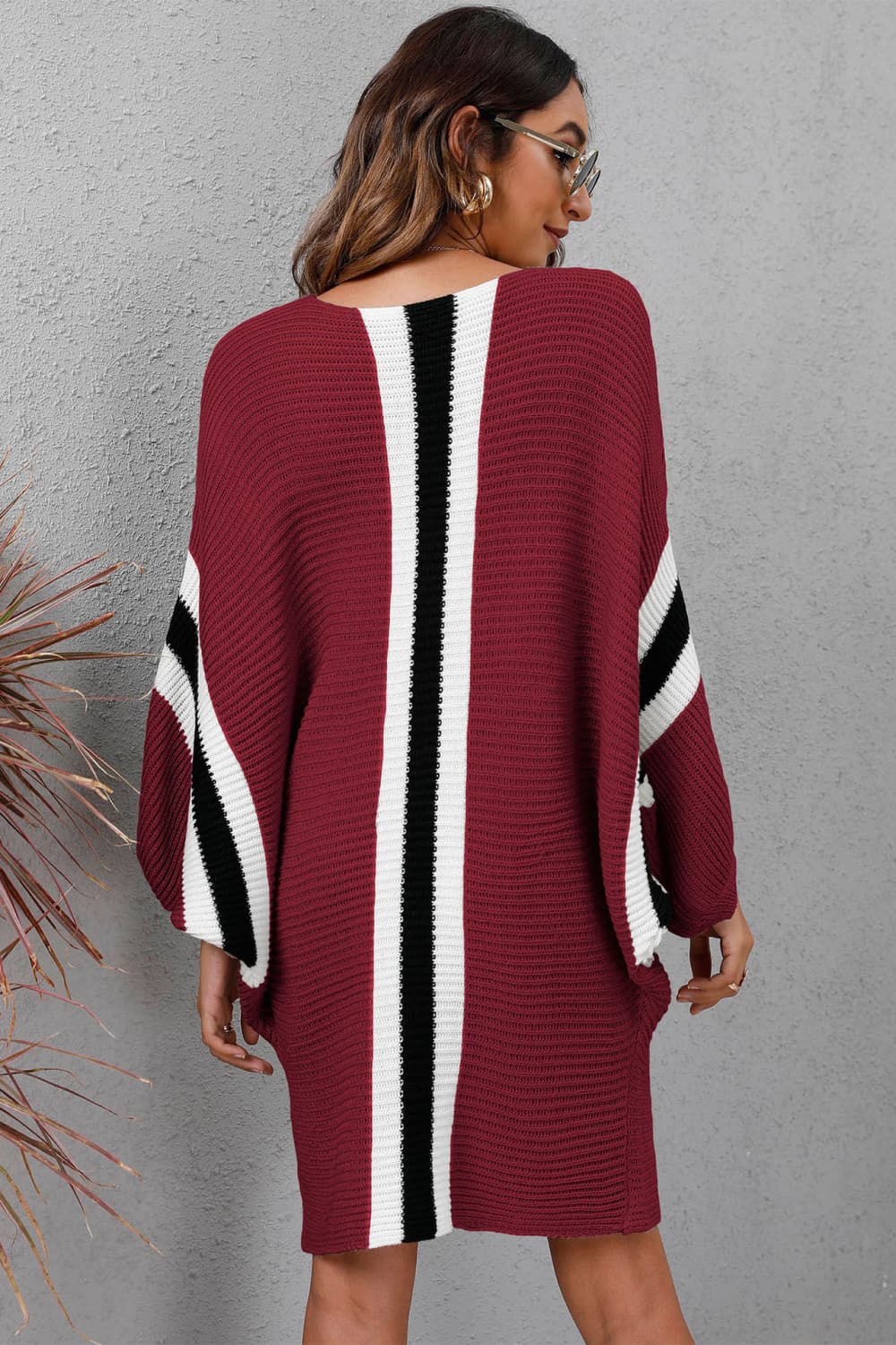 Ribbed Round Neck Long Sleeve Sweater Dress king-general-store-5710.myshopify.com