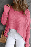 Round Neck High-Low Sweater king-general-store-5710.myshopify.com