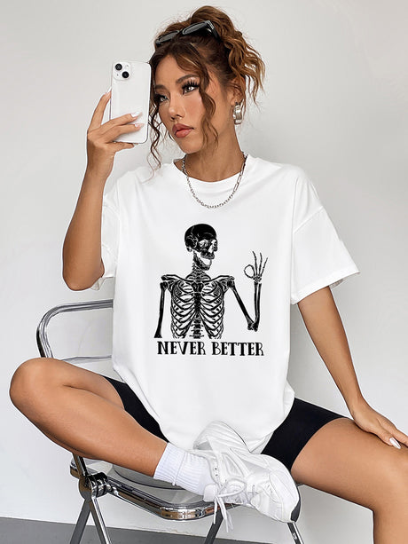 Round Neck Short Sleeve Never Better Graphic T-Shirt king-general-store-5710.myshopify.com