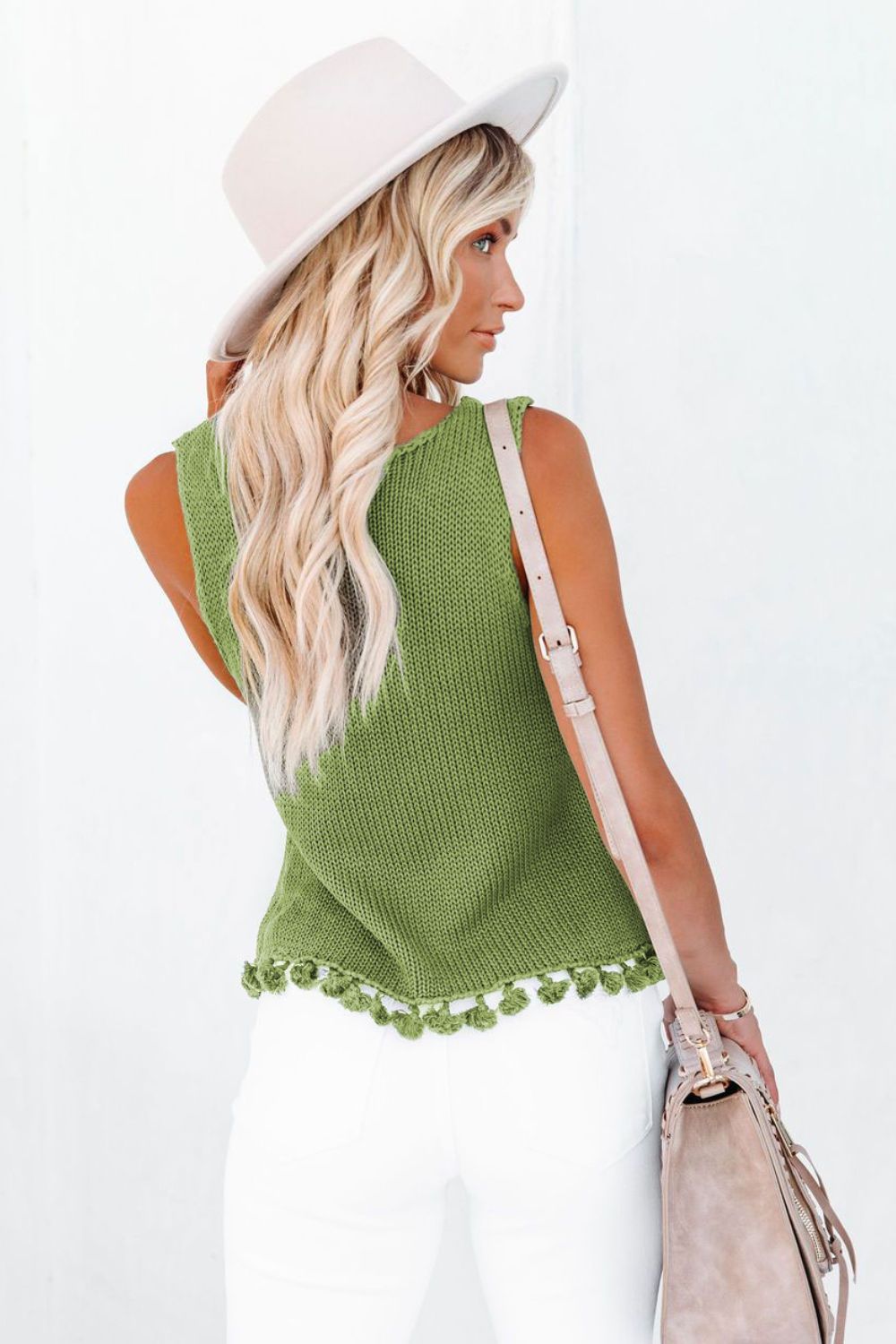 Openwork Tassel Hem Knit Tank king-general-store-5710.myshopify.com