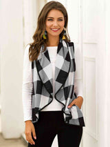 Plaid Open Front Sleeveless Cardigan king-general-store-5710.myshopify.com