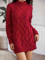 Cable-Knit Turtleneck Sweater Dress king-general-store-5710.myshopify.com