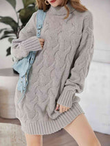 Cable-Knit Turtleneck Sweater Dress king-general-store-5710.myshopify.com