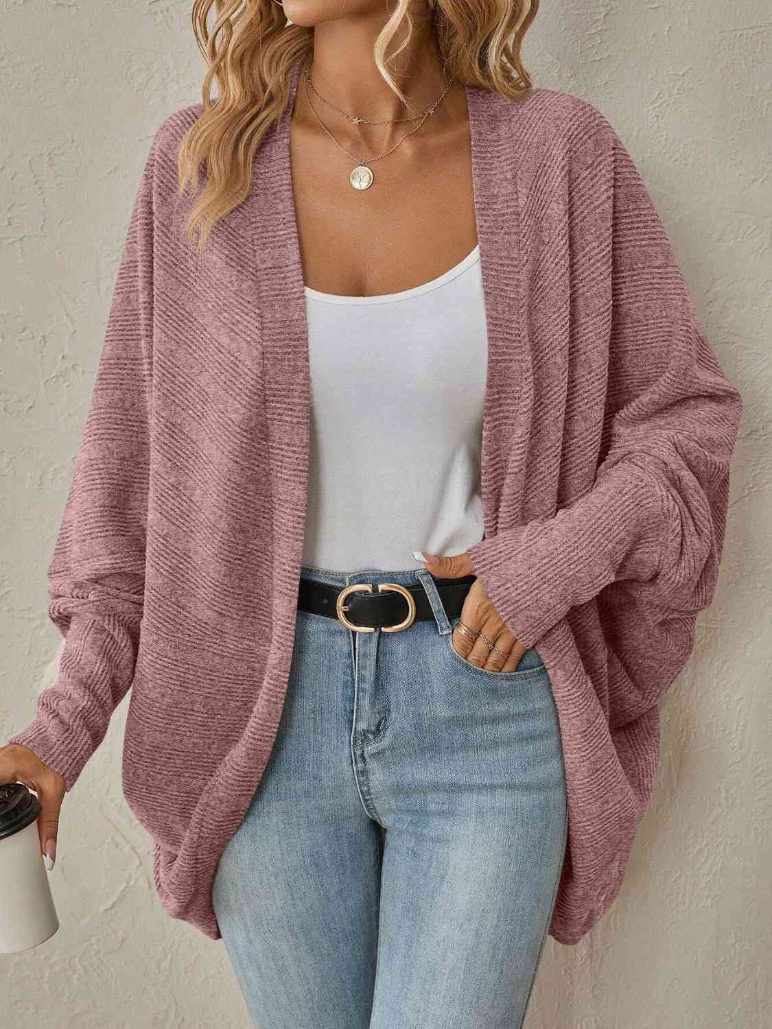 Open Front  Dropped Shoulder Cardigan king-general-store-5710.myshopify.com