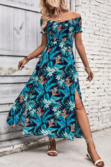 Floral Off-Shoulder Slit Dress king-general-store-5710.myshopify.com