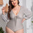 Plus Size Tied Deep V Balloon Sleeve One-Piece Swimsuit king-general-store-5710.myshopify.com