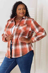 Double Take Plaid Collared Neck Long Sleeve Shirt king-general-store-5710.myshopify.com