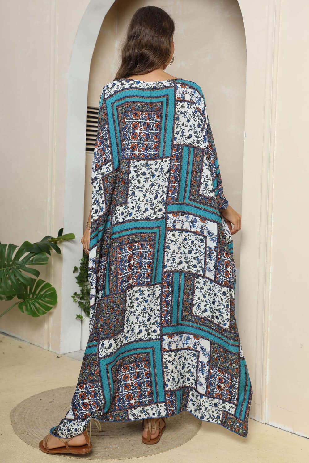 Printed V-Neck Split Maxi Dress king-general-store-5710.myshopify.com