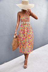 Floral Smocked One-Shoulder Midi Dress king-general-store-5710.myshopify.com