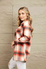 Double Take Plaid Button Up Shirt Jacket with Pockets king-general-store-5710.myshopify.com