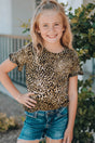 Girls Leopard Short Flounce Sleeve Tee king-general-store-5710.myshopify.com