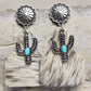 Turquoise Decor Cactus Alloy Earrings king-general-store-5710.myshopify.com