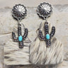 Turquoise Decor Cactus Alloy Earrings king-general-store-5710.myshopify.com