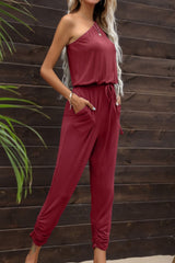 Drawstring Waist One-Shoulder Jumpsuit with Pockets king-general-store-5710.myshopify.com