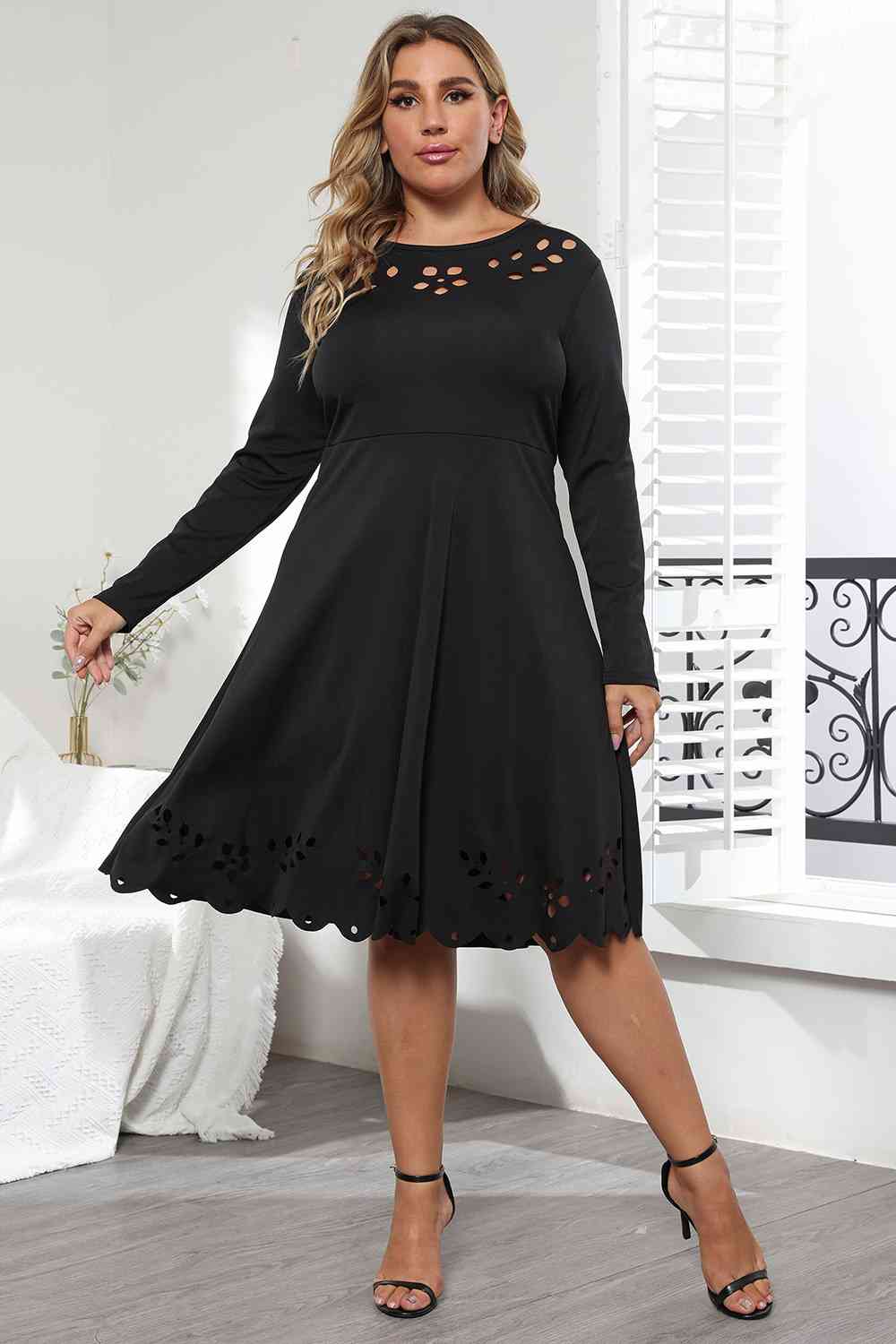 Long Sleeve Cutout Detail Dress king-general-store-5710.myshopify.com