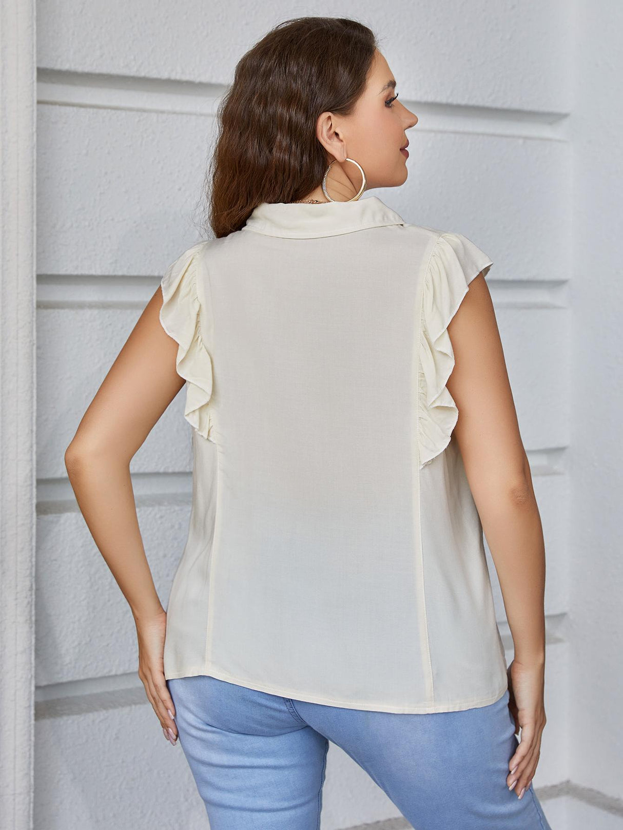 Plus Size Ruffled Cap Sleeve Shirt king-general-store-5710.myshopify.com