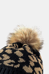 Leopard Pom-Pom Cuffed Beanie king-general-store-5710.myshopify.com