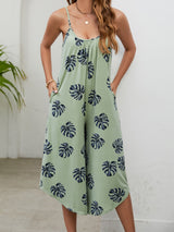 Botanical Print Spaghetti Strap Scoop Neck Jumpsuit king-general-store-5710.myshopify.com