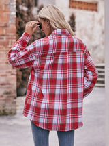 Plaid Dropped Shoulder Longline Shirt king-general-store-5710.myshopify.com