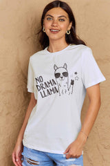 Simply Love Full Size NO DRAMA LLAMA Graphic Cotton Tee king-general-store-5710.myshopify.com