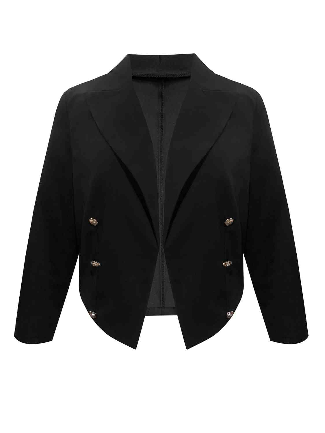 Plus Size Buttoned Lapel Collar Long Sleeve Blazer king-general-store-5710.myshopify.com