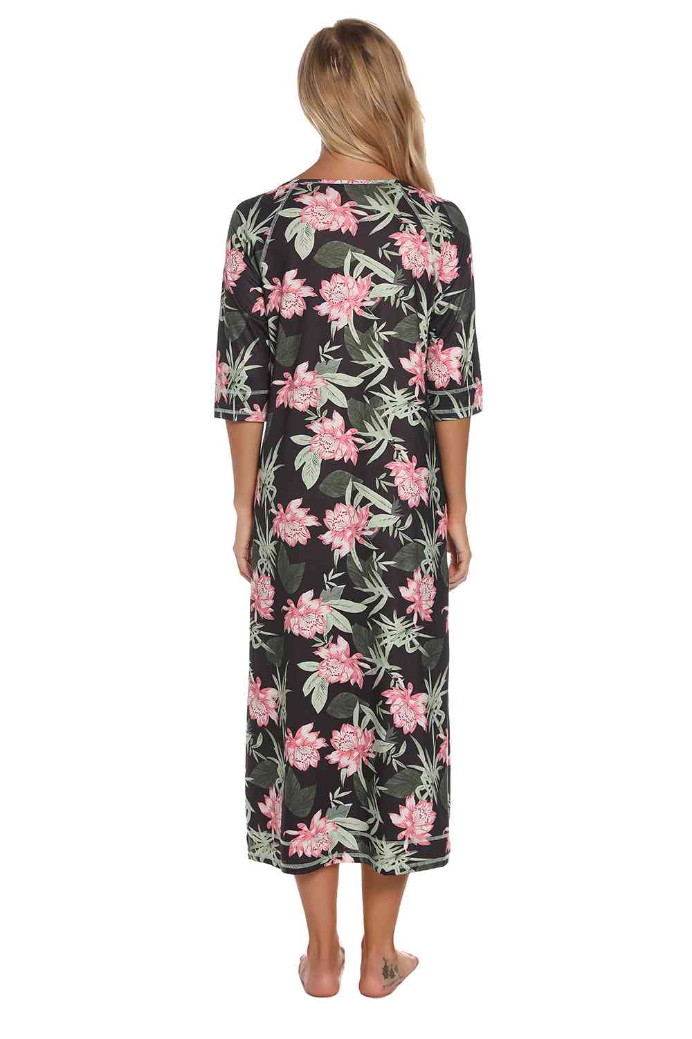 Printed Slit Night Dress with Pockets king-general-store-5710.myshopify.com