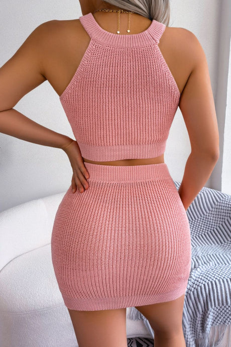 Heart Contrast Ribbed Sleeveless Knit Top and Skirt Set king-general-store-5710.myshopify.com