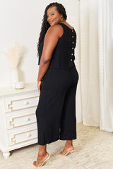 Double Take Buttoned Round Neck Tank and Wide Leg Pants Set king-general-store-5710.myshopify.com