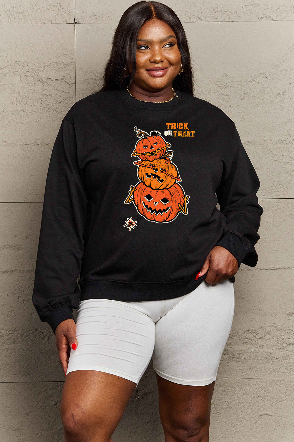 Simply Love Full Size TRICK OR TREAT Graphic Sweatshirt king-general-store-5710.myshopify.com