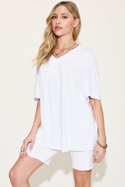 Basic Bae Full Size V-Neck Drop Shoulder Short Sleeve T-Shirt and Shorts Set king-general-store-5710.myshopify.com