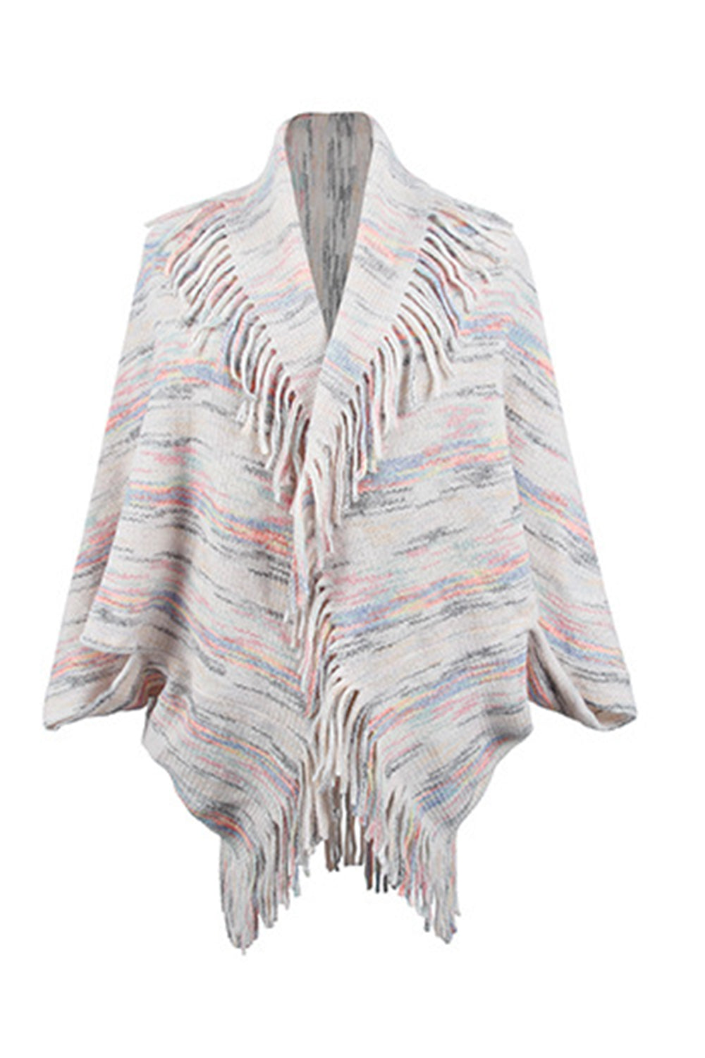 Fringe Detail Printed Poncho king-general-store-5710.myshopify.com